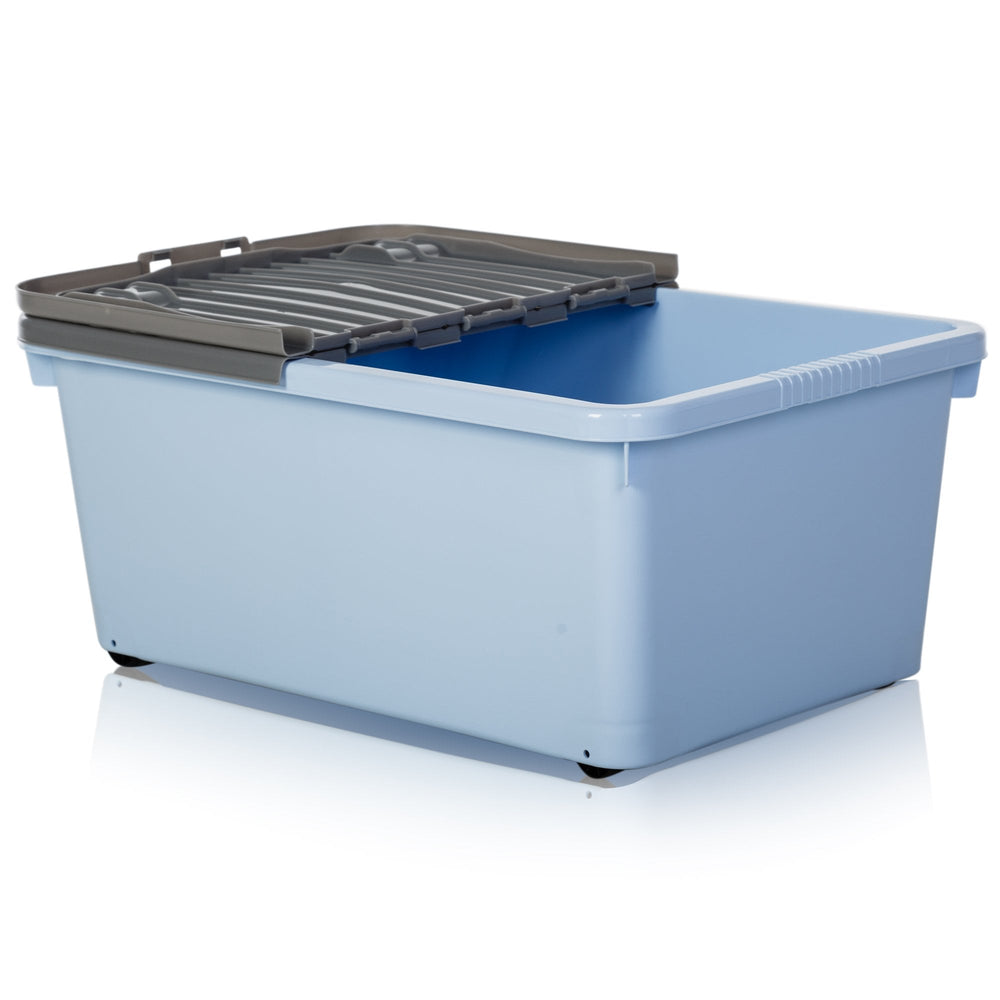 Pack of 3 x 45L Plastic Storage Boxes with Wheels and Folding Lids-Wham-Plastic Box Shop