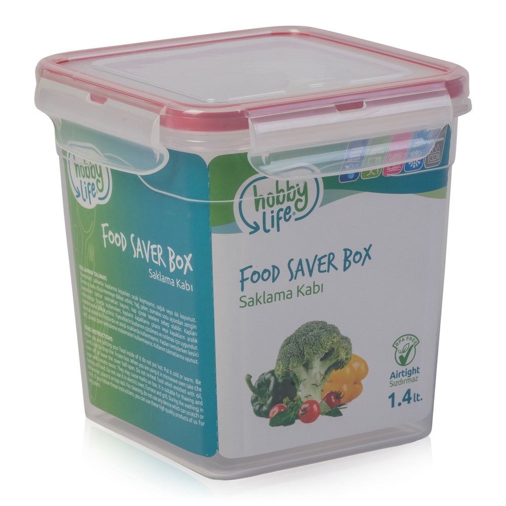 1.4 Litre Clear Square Airtight Plastic Food Box - Hobby Life-Hobby Life-Plastic Box Shop