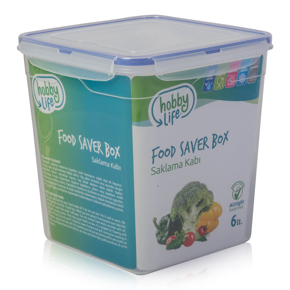 6 Litre Square Airtight Plastic Food Storage Box with Clip Lid – Hobby Life-Hobby Life-Plastic Box Shop