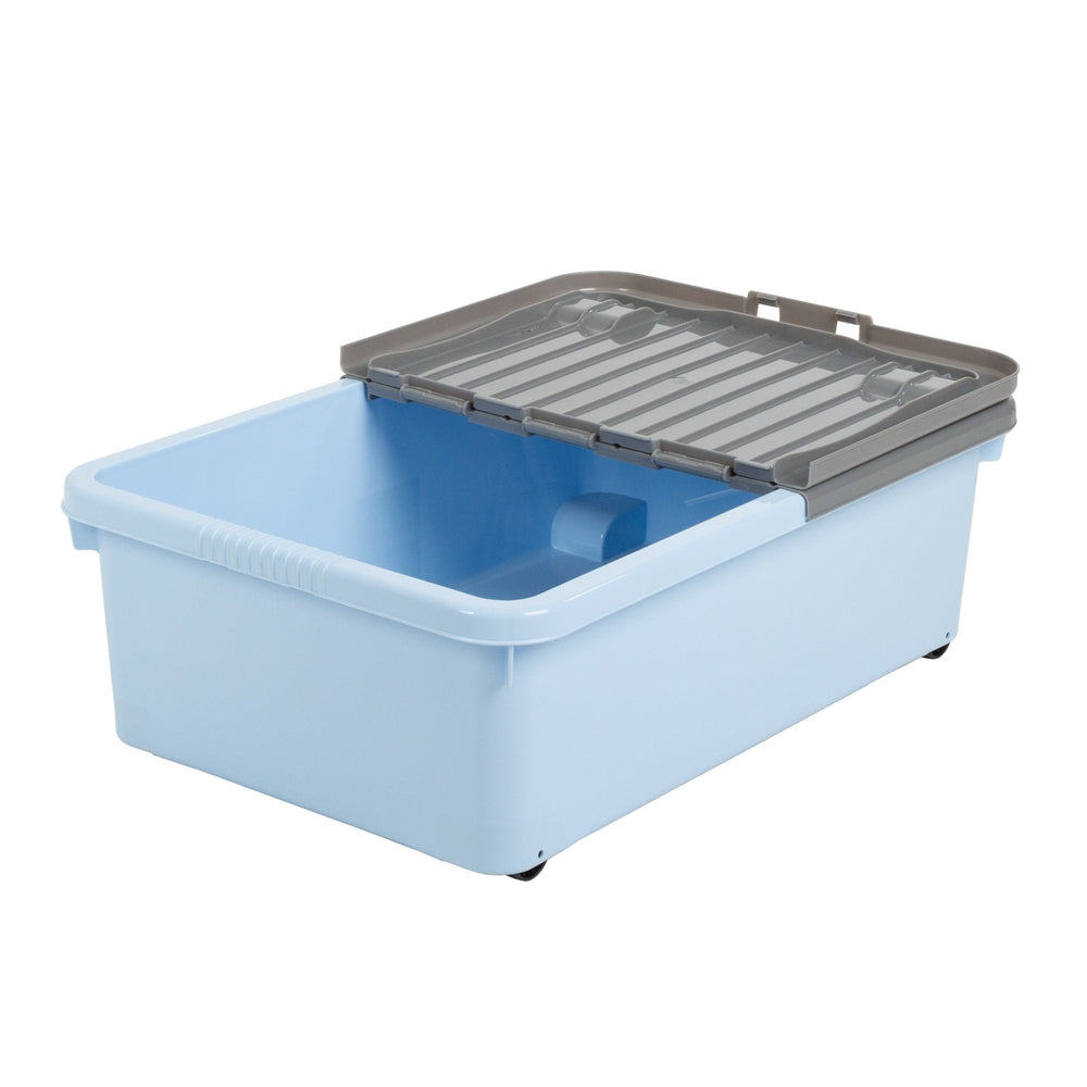 32 Litre Plastic Under Bed Storage Box With Wheels and Folding Lid-Wham-Plastic Box Shop