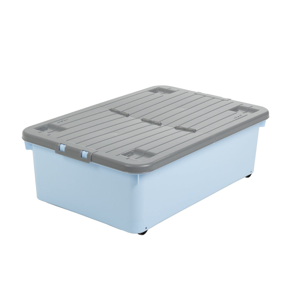 32 Litre Plastic Under Bed Storage Box With Wheels and Folding Lid-Wham-Plastic Box Shop