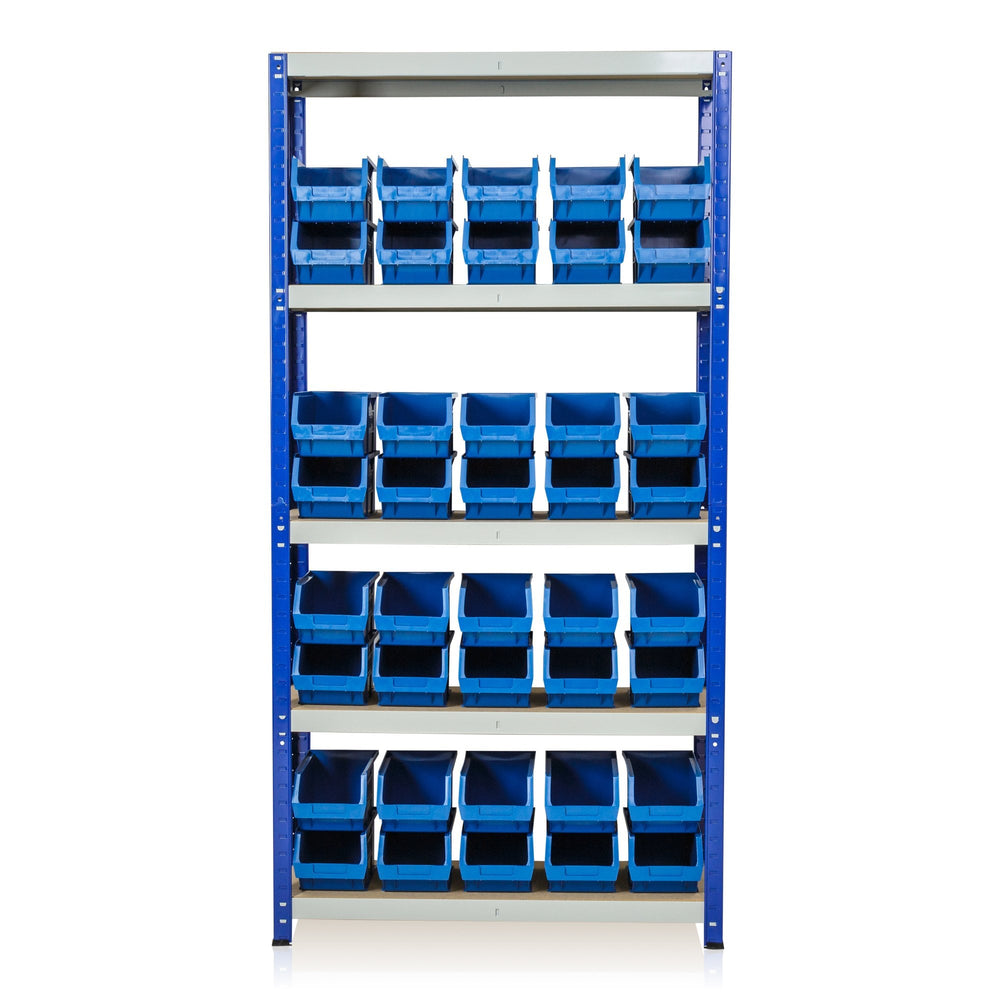 Clicka 265 Shelving with XL3 Open Fronted Container Combo-Racking-Blue-AC265XL3B-Plastic Box Shop