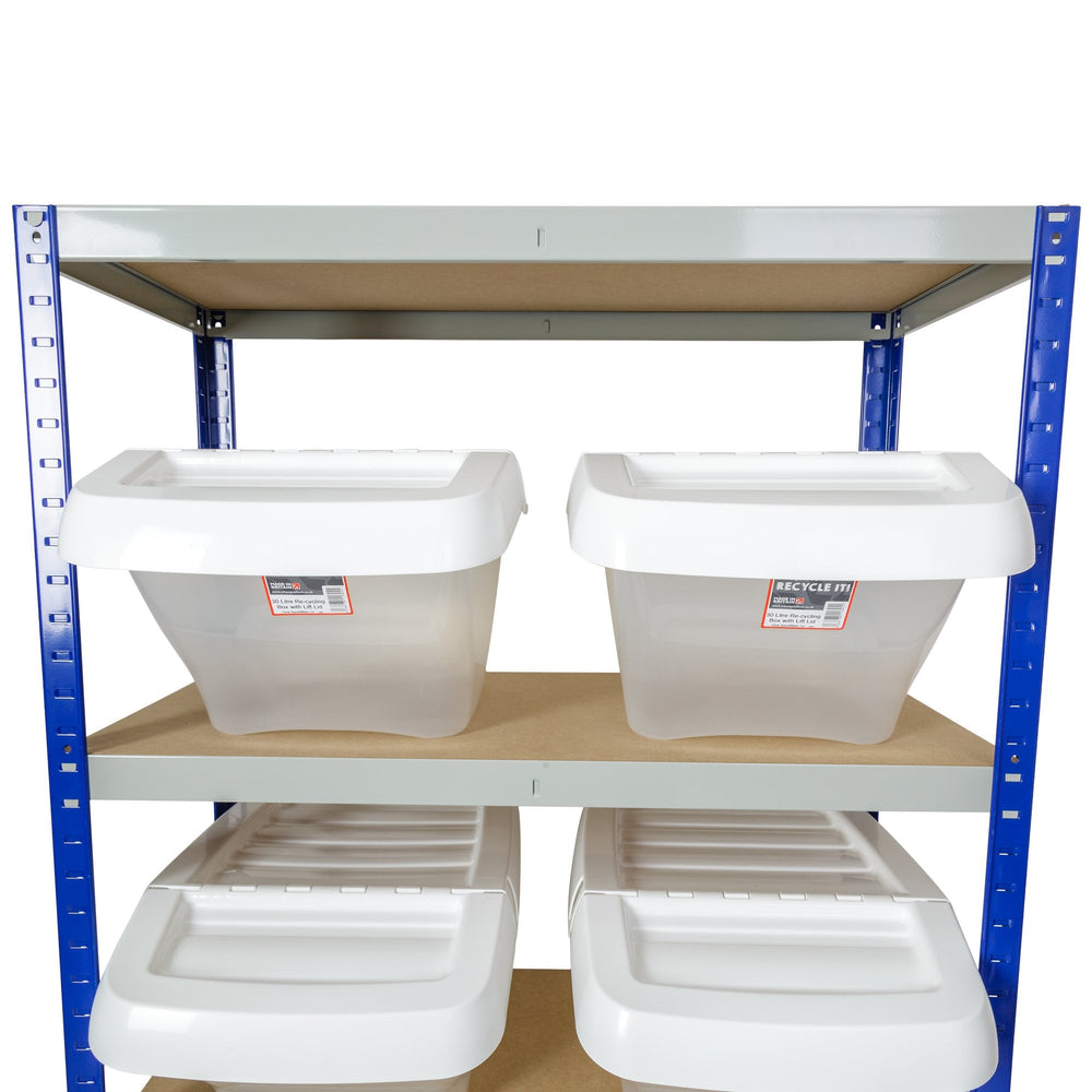 Clicka 265 Shelving with 30L Recycling Bins-Racking-Plastic Box Shop