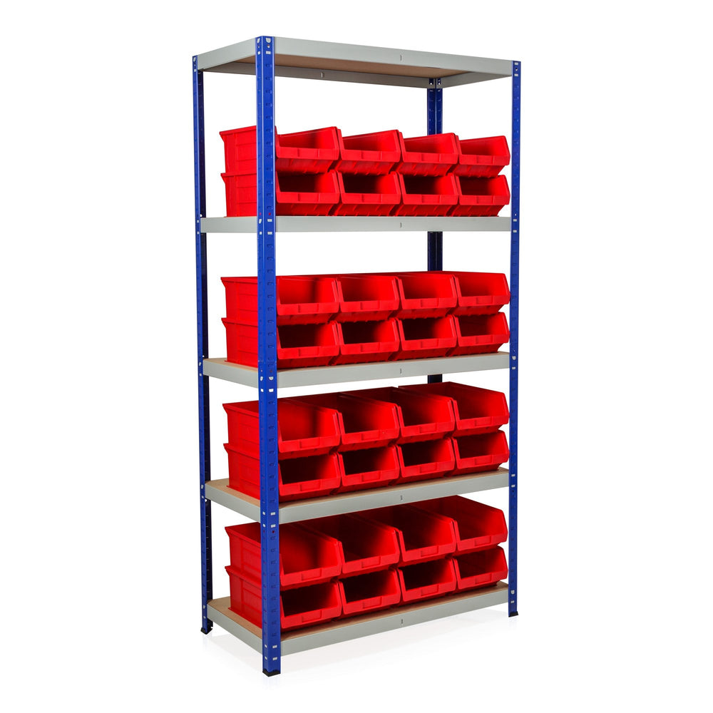 Clicka 175 Shelving with XL4 Open Fronted Container Combo-Racking-Red-AC175XL4R-Plastic Box Shop