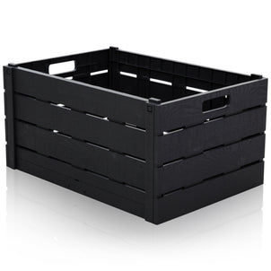 60 Litre Wood Effect Folding Collapsible Plastic Storage Crate - Grey-Strata-Plastic Box Shop