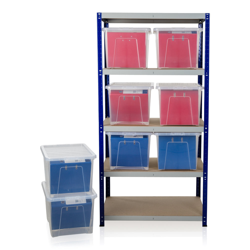 Clicka 265 Shelving with 8 x 60L Crystal Boxes Combo 1770 x 900 x 600mm-Racking-Plastic Box Shop