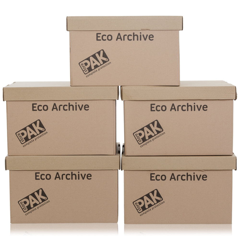 Pack of 5 x Eco Archive Cardboard Boxes-StorePak-Plastic Box Shop