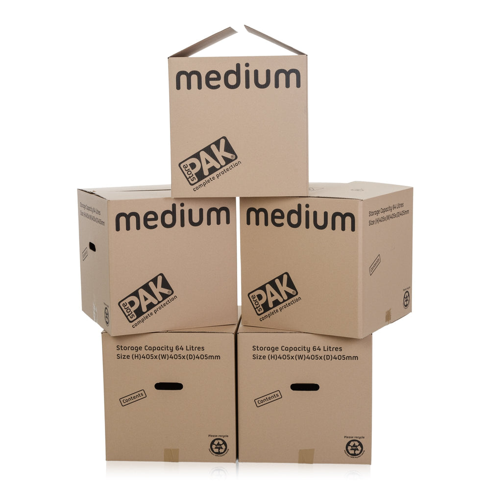 Pack of 5 x Medium Cardboard Packing Boxes-StorePak-Plastic Box Shop