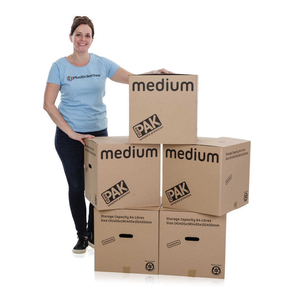 Pack of 5 x Medium Cardboard Packing Boxes-StorePak-Plastic Box Shop