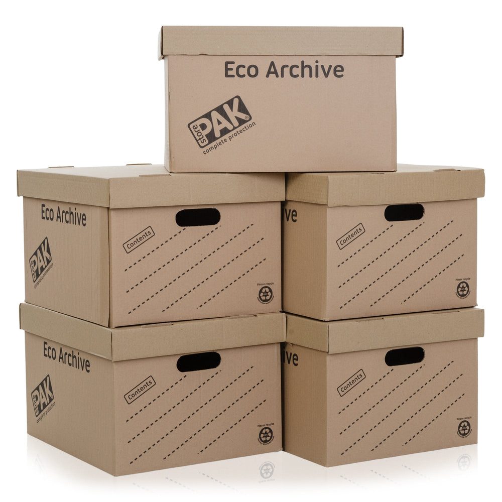 Pack of 5 x Eco Archive Cardboard Boxes-StorePak-Plastic Box Shop