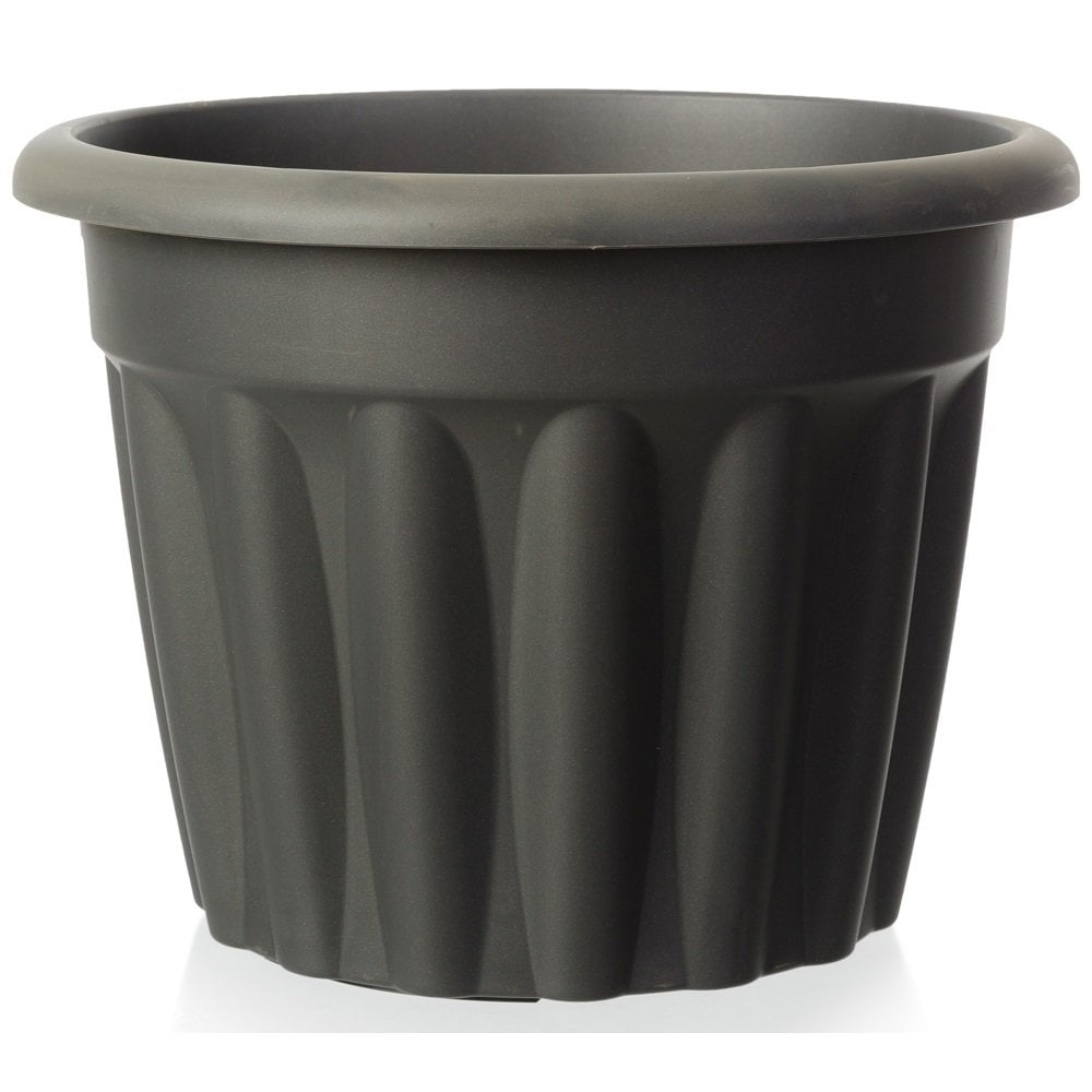25cm Vista Extra Small Round Plastic Plant Pot-Wham-Slate-WM25VRPSL-Plastic Box Shop