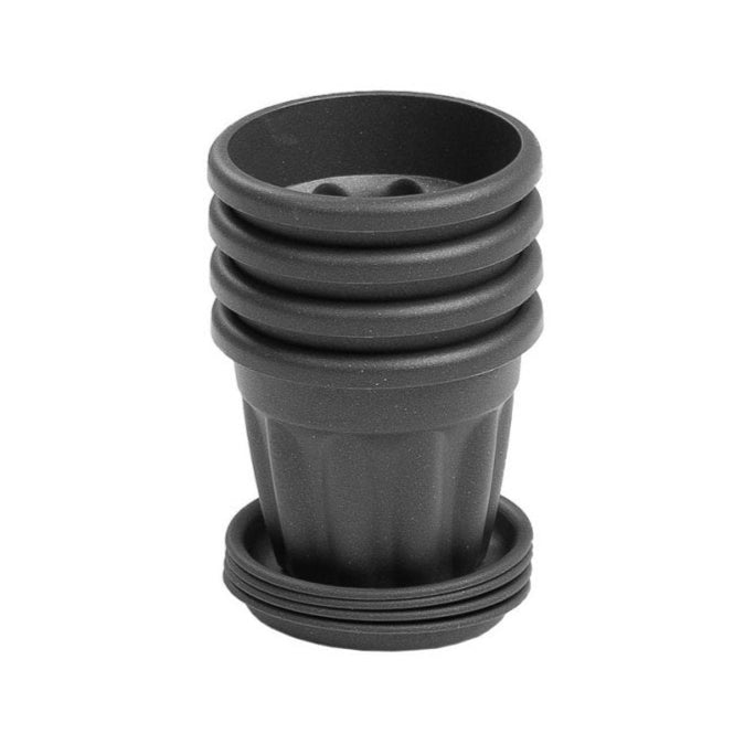 Set of 4 - Small 9cm Round Vista Plant Pot and Saucer Graphite (14904)-Wham-Plastic Box Shop