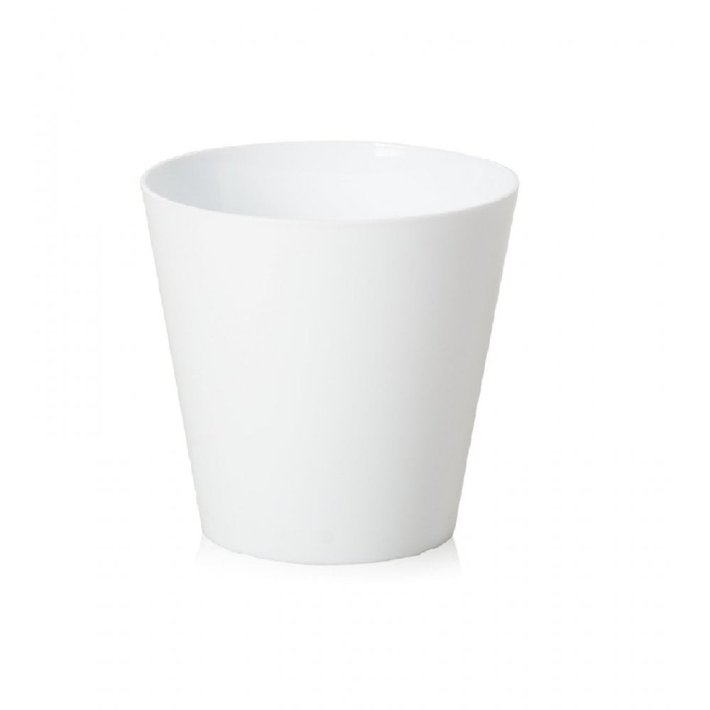 Studio 21cm High Gloss Round Plastic Indoor Plant Cover-Wham-Ice White-WM21RW-Plastic Box Shop