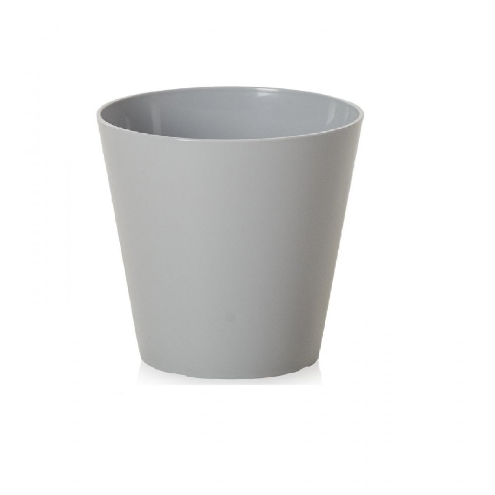 Studio 21cm High Gloss Round Plastic Indoor Plant Cover-Wham-Cool Grey-WM21RCG-Plastic Box Shop