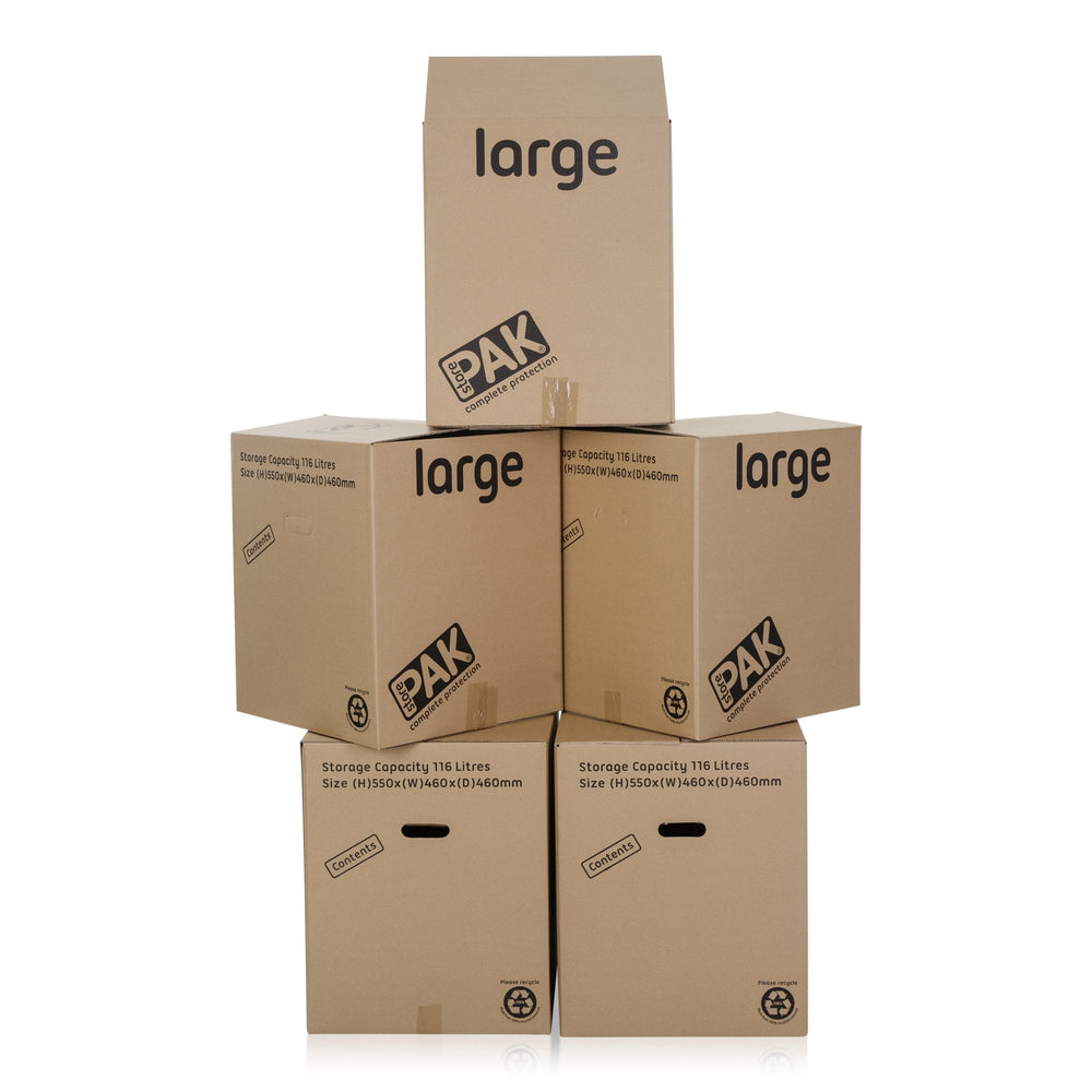 Pack of 5 x Heavy Duty Large Cardboard Packing Boxes-StorePak-Plastic Box Shop