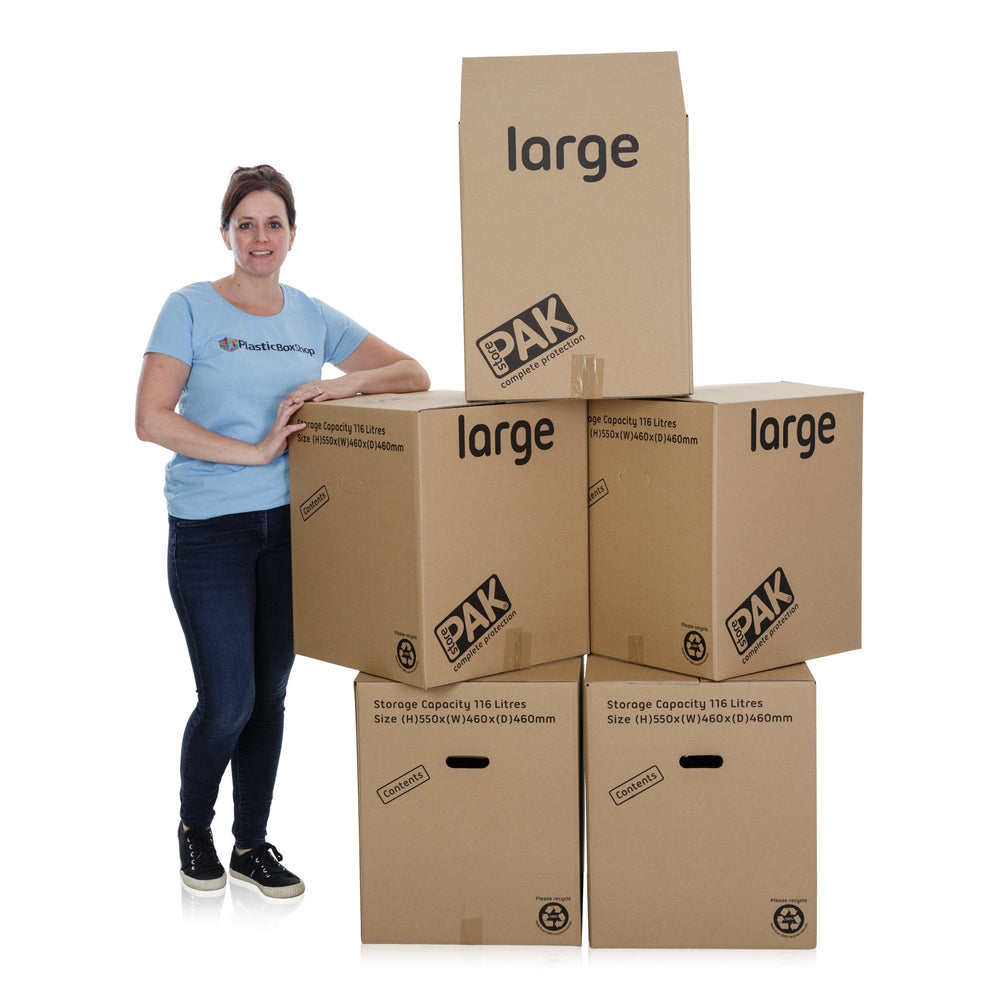 Pack of 5 x Heavy Duty Large Cardboard Packing Boxes-StorePak-Plastic Box Shop