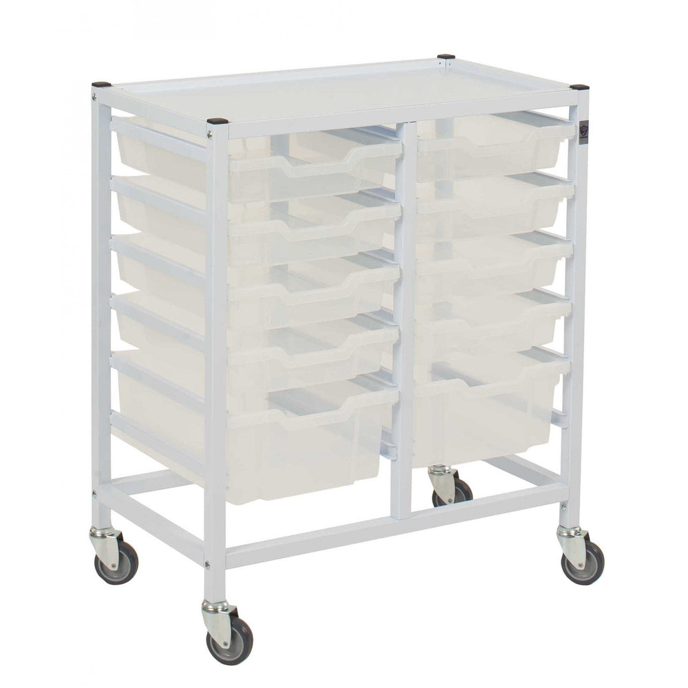 Double Column Compact Medical Trolley Set-Gratnells-Clear-GR5225ACL-Plastic Box Shop