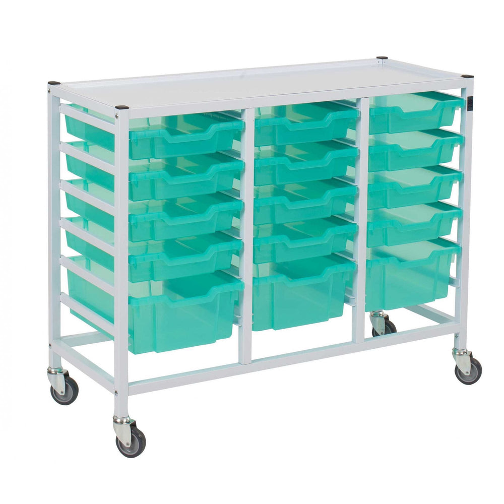 Triple Column Compact Medical Trolley Set-Gratnells-Kiwi tint-GR5325AKT-Plastic Box Shop