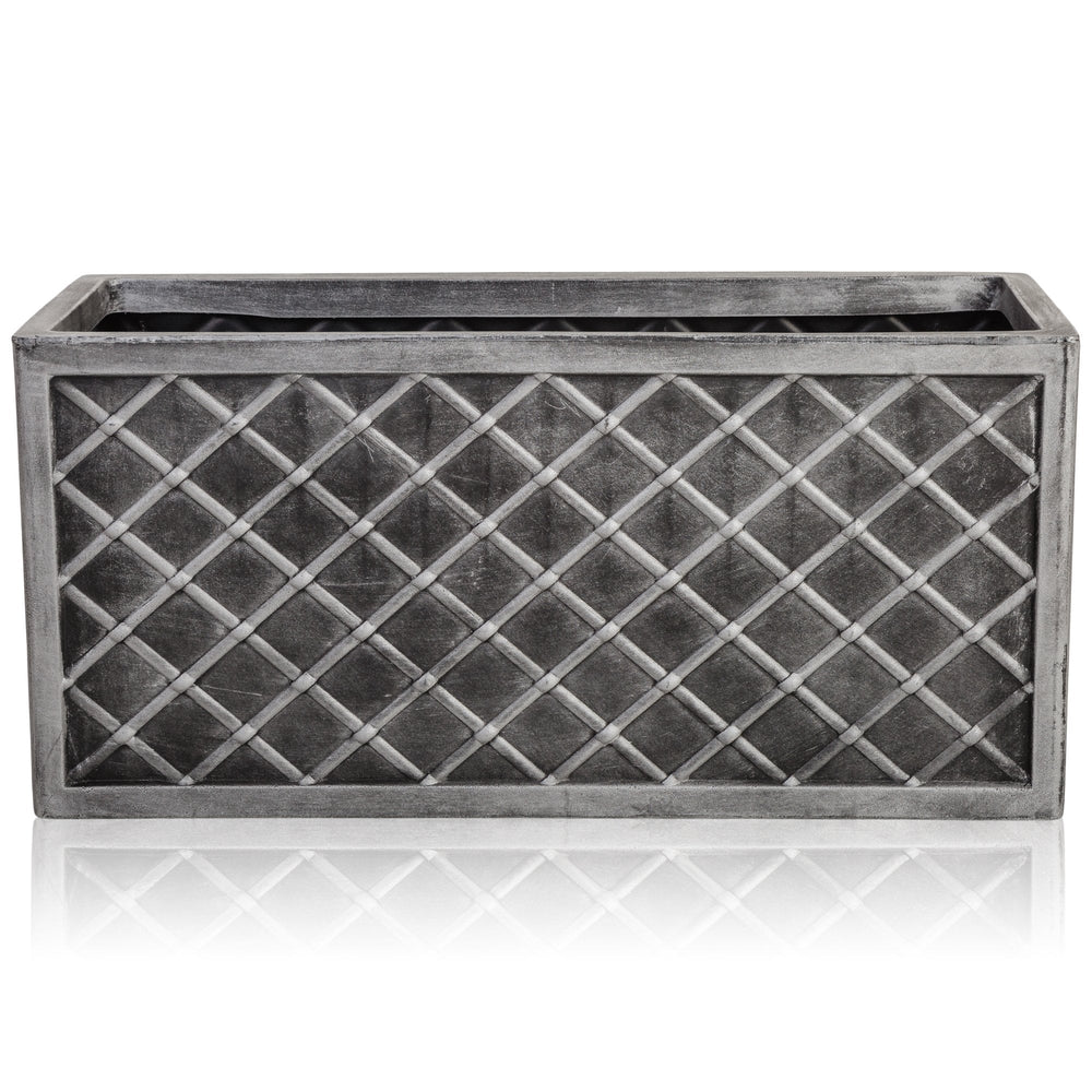 Lazio Lead Effect Trough Planter (Pewter)-Strata-Plastic Box Shop