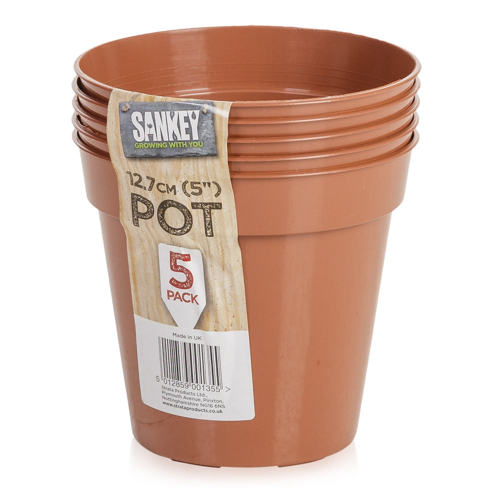 Set of 5 - 12.7cm Terracotta Grow Pots-Strata-Plastic Box Shop