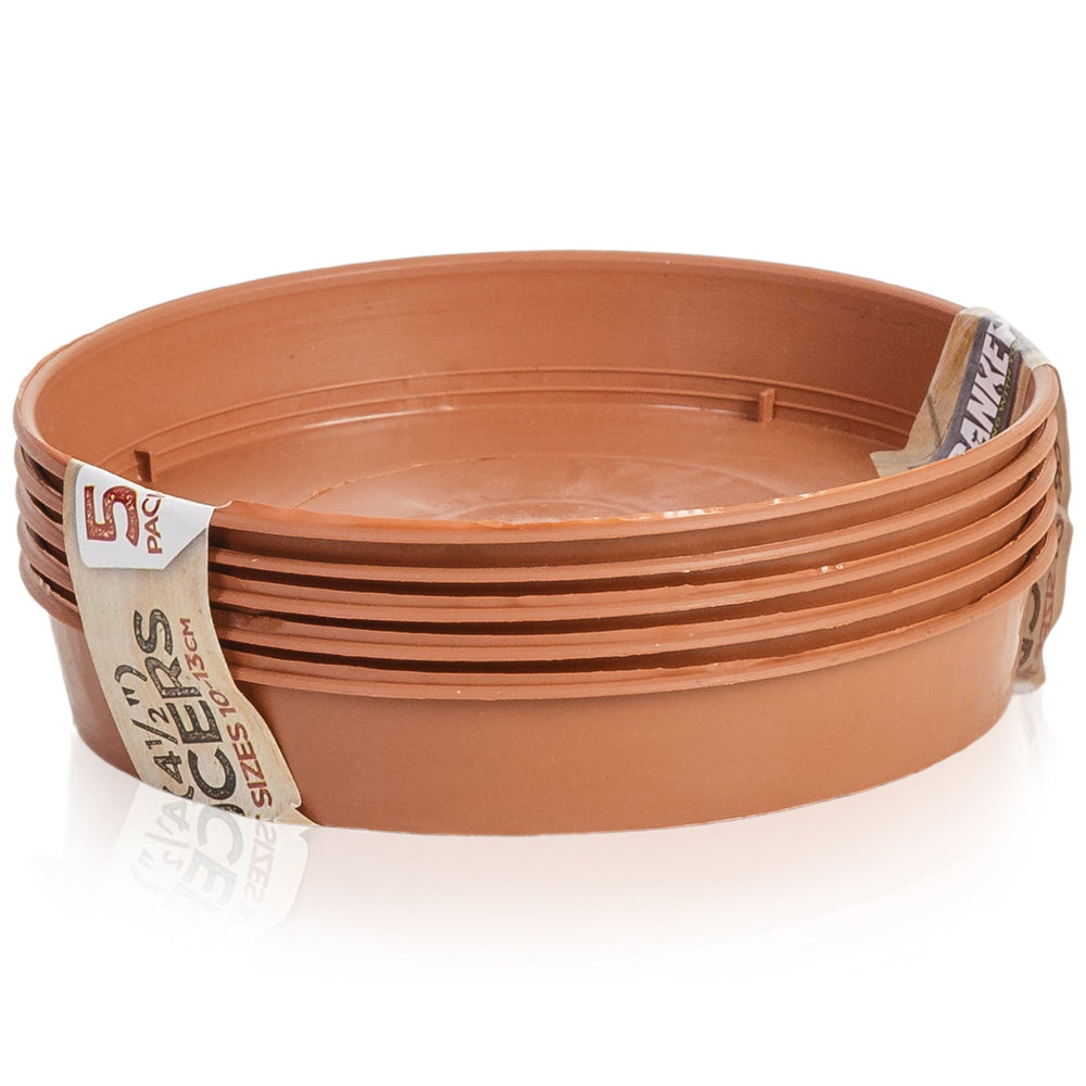 Set of 5 - 9cm Terracotta Saucers-Strata-Plastic Box Shop