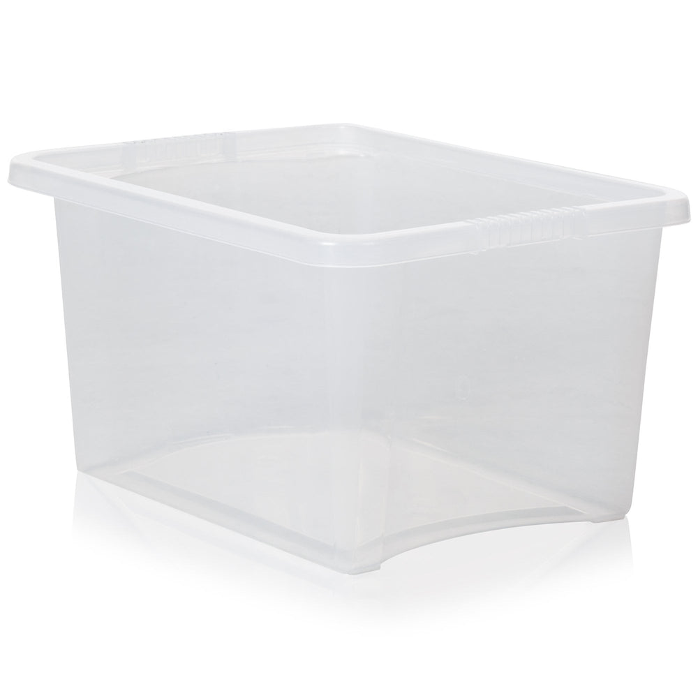 Pack of 5 - 24 Litre Stack and Store Plastic Storage Boxes-Wham-Clear-WM24STSP5C-Plastic Box Shop
