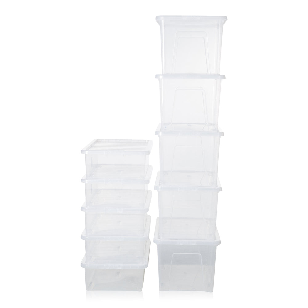 Wham Crystal Mixed 5 x 60 Litre and 5 x 32 Litre Plastic Storage Boxes with Lids-Wham-Plastic Box Shop