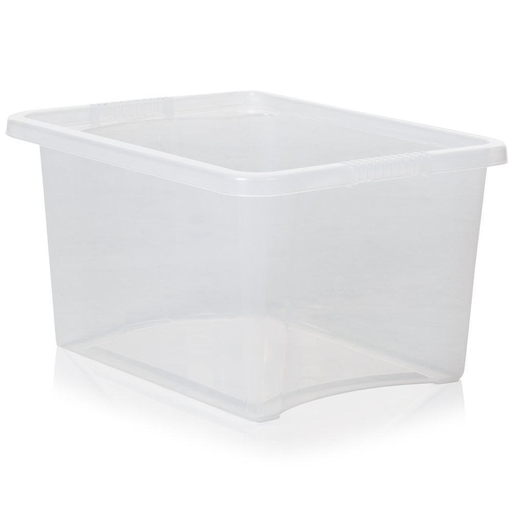 Pack of 5 - 30 Litre Stack and Store Plastic Storage Boxes-Wham-Clear-WM30STSP5CL-Plastic Box Shop