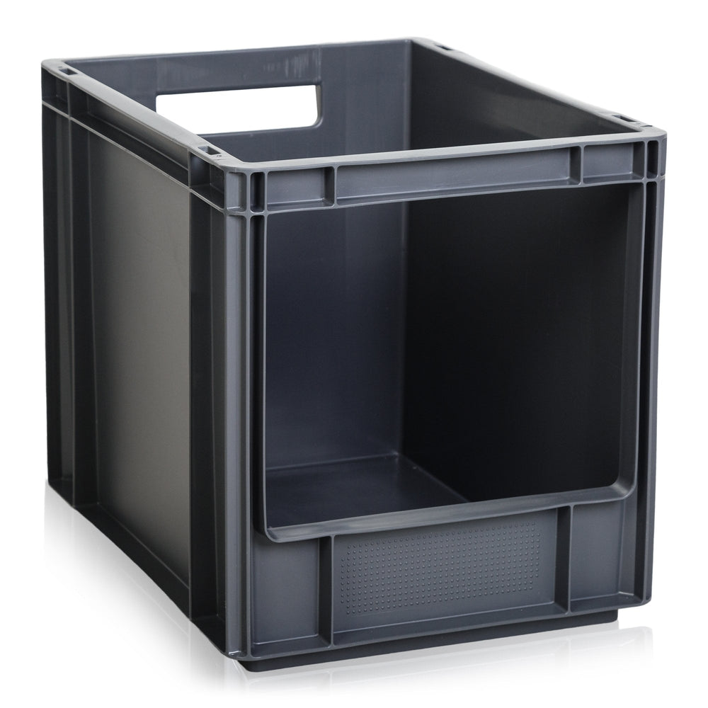 30 litre Open Fronted Container - BLACK-BS-Plastic Box Shop