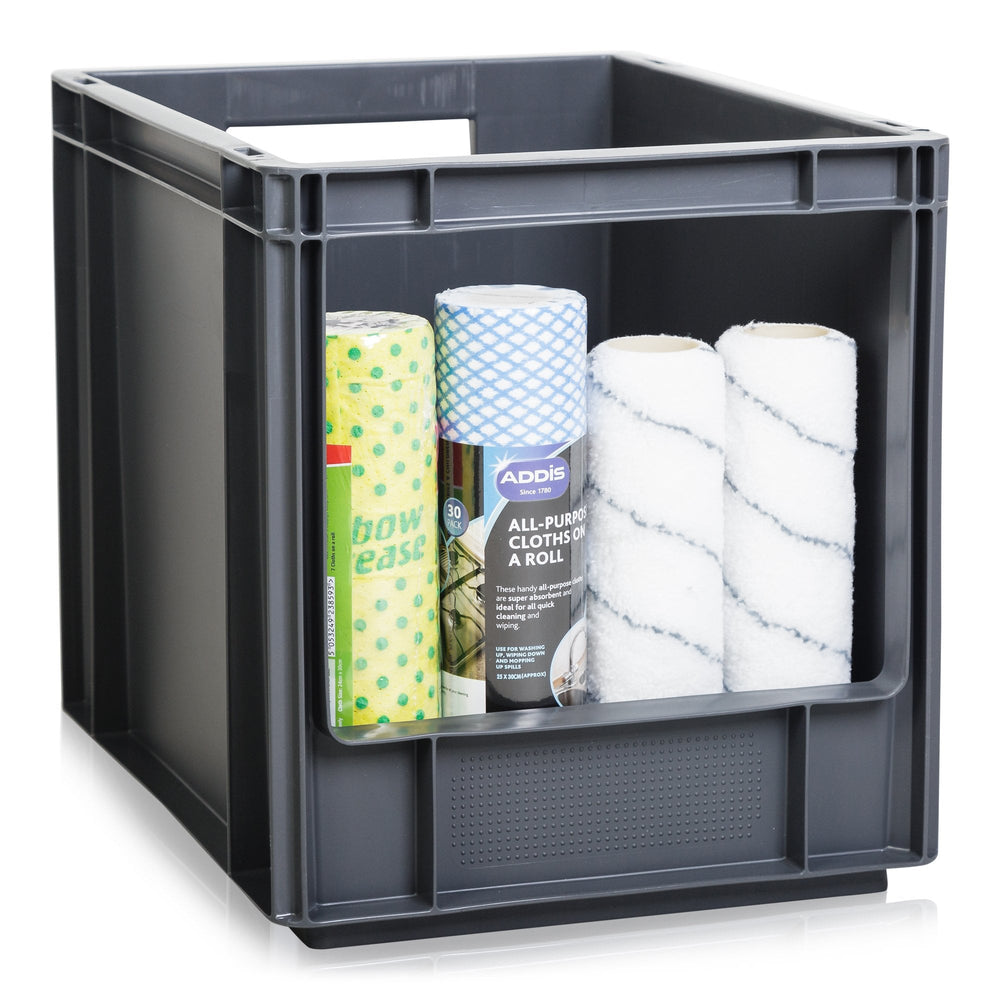 30 litre Open Fronted Container - BLACK-BS-Plastic Box Shop