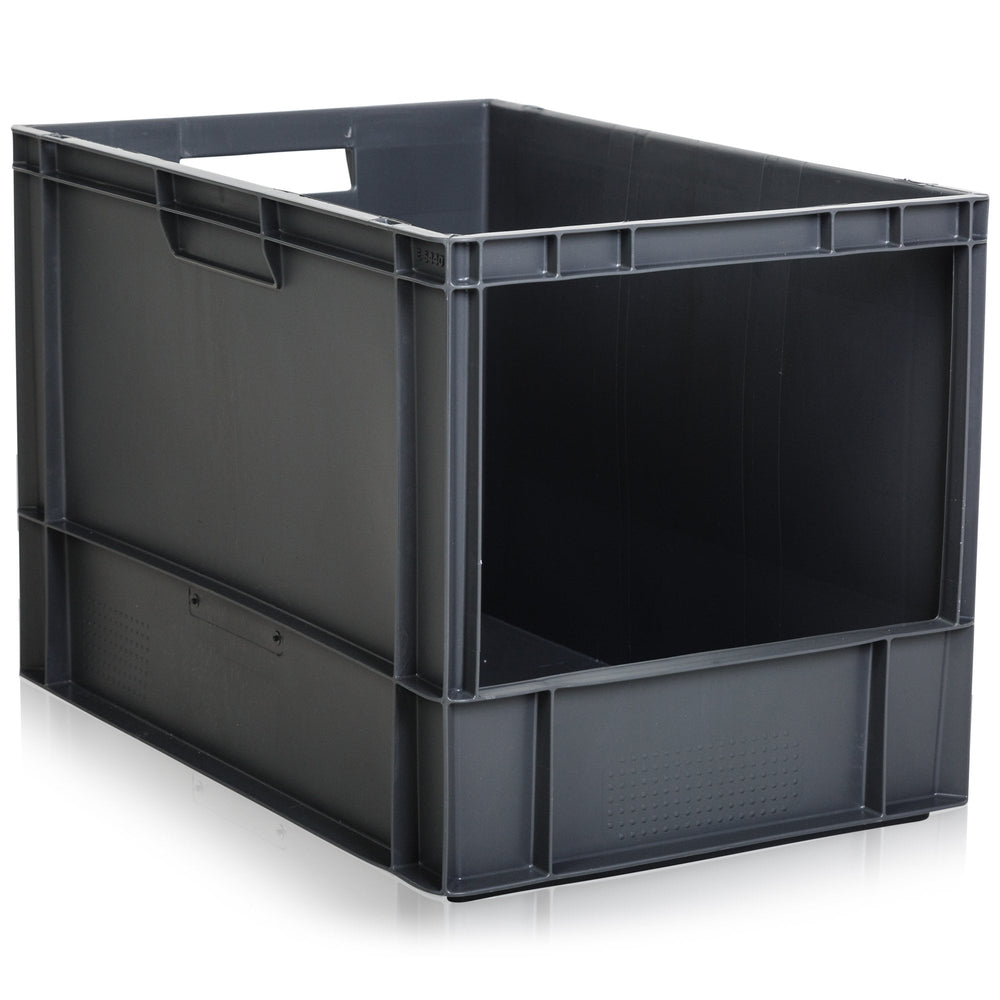 Pallet of 20 x 76LOpen Fronted Container - BLACK-BS-Plastic Box Shop