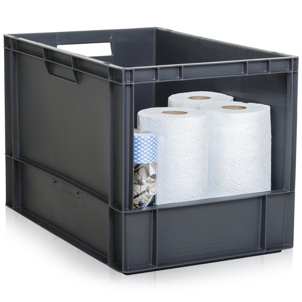 Pallet of 20 x 76LOpen Fronted Container - BLACK-BS-Plastic Box Shop