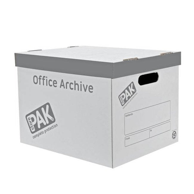 Pack of 5 x White Archive Cardboard Boxes-StorePak-Plastic Box Shop