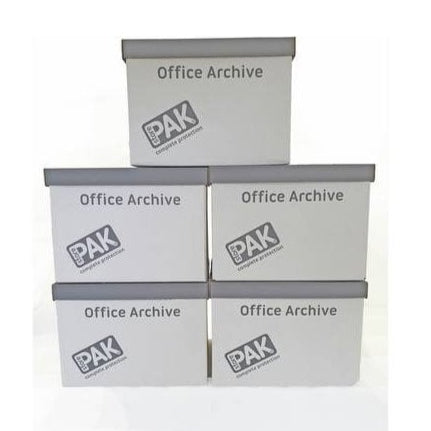 Pack of 5 x White Archive Cardboard Boxes-StorePak-Plastic Box Shop