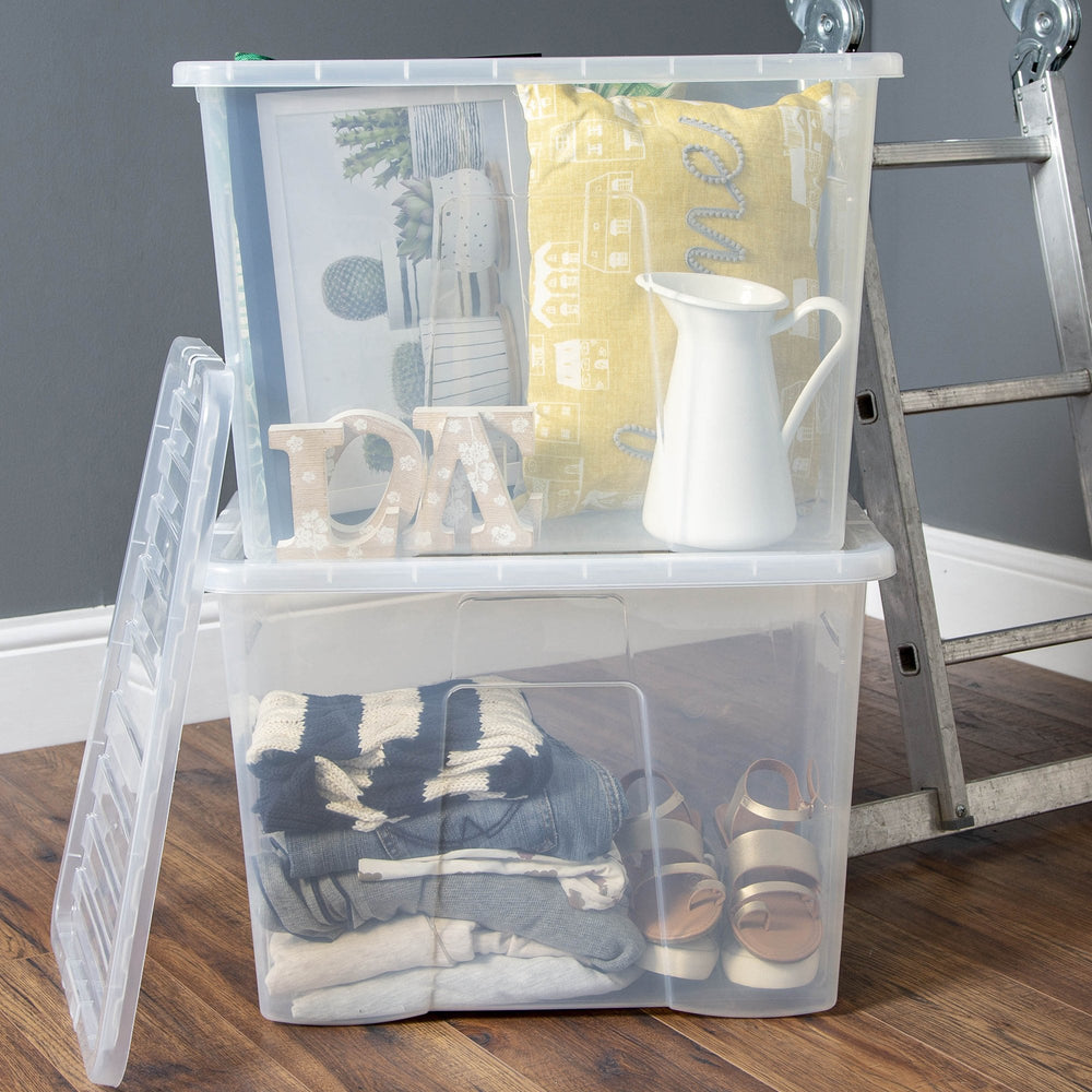 Wham Crystal Pack of 3 x 80L Plastic Storage Boxes with Lids-Wham-Plastic Box Shop