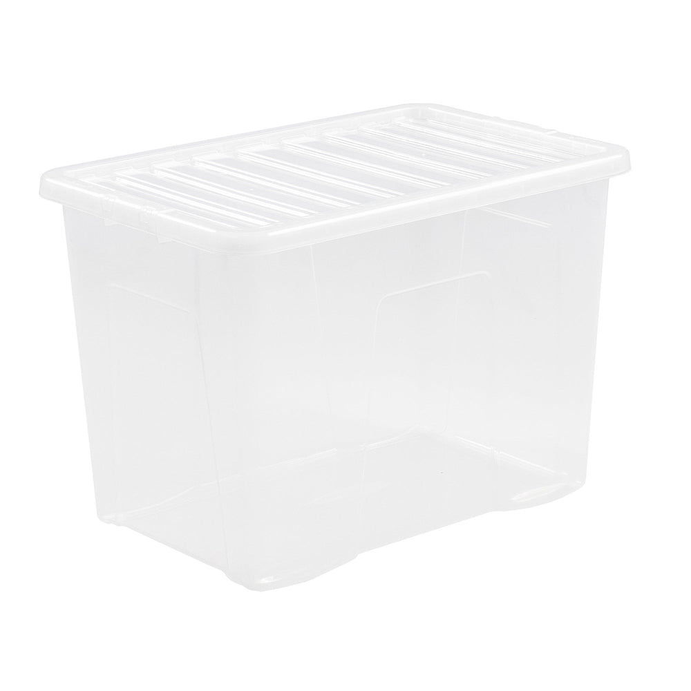 Pallet of 100 x 80L Crystal Large Plastic Storage Boxes with Lids-Wham-Clear-WM80P100-Plastic Box Shop