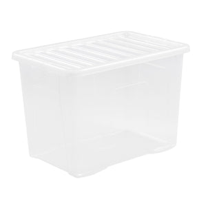 Pallet of 100 x 80L Crystal Large Plastic Storage Boxes with Lids-Wham-Clear-WM80P100-Plastic Box Shop