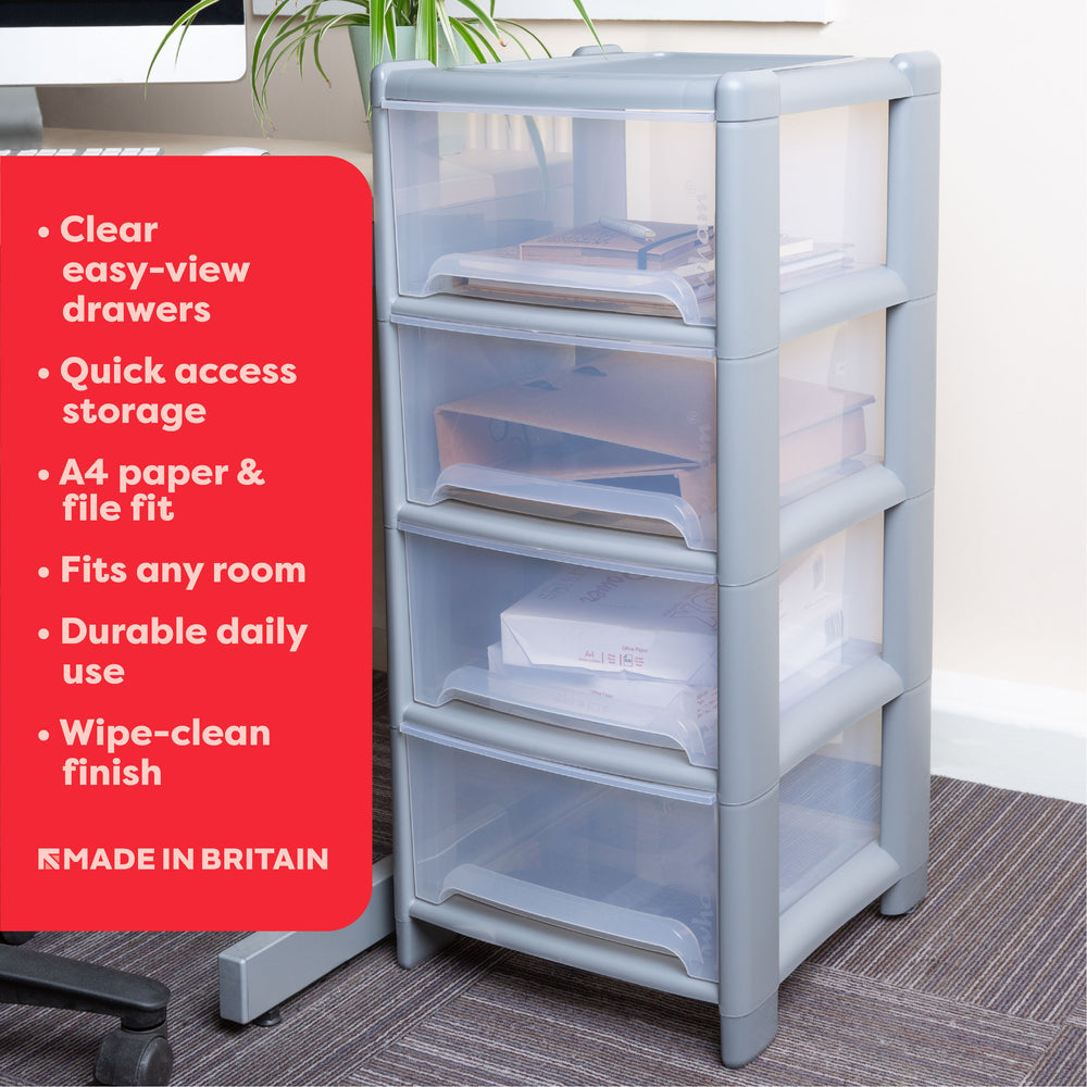 Pallet of 14 x Large Deep Plastic 4 Drawer Storage Units-Wham-Plastic Box Shop