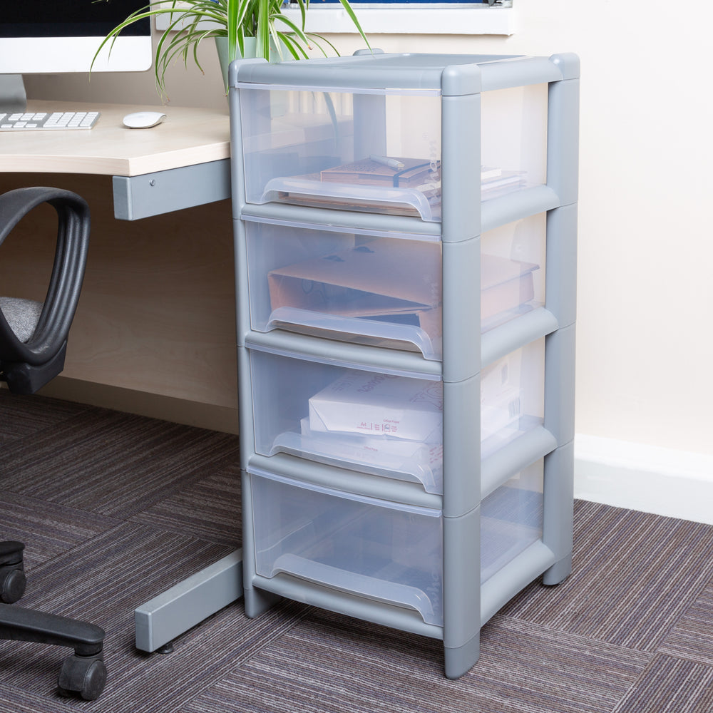 Large Deep Plastic Four Drawer Unit-Wham-Plastic Box Shop