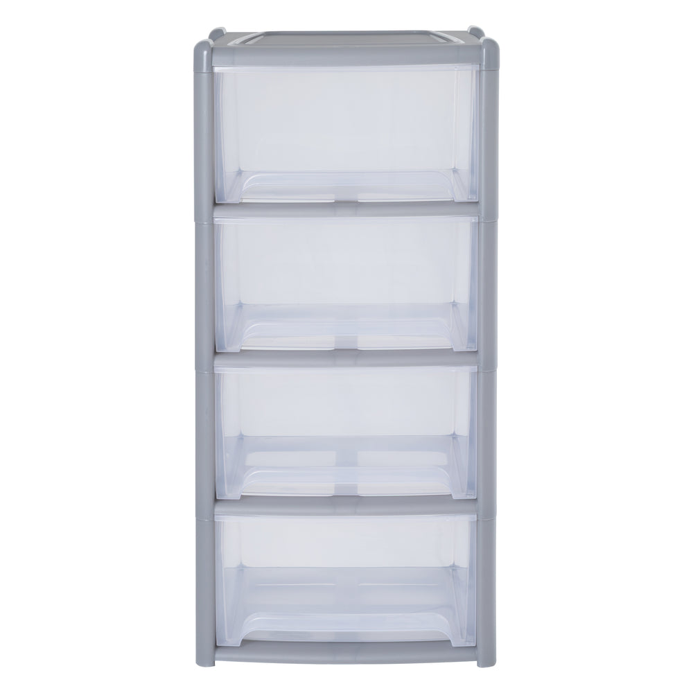 Pallet of 14 x Large Deep Plastic 4 Drawer Storage Units-Wham-Silver-WM4DP14ST-Plastic Box Shop