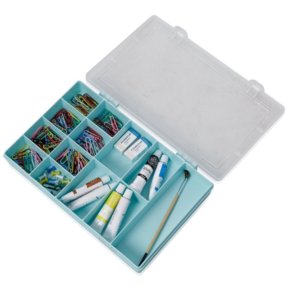 29cm Plastic Organiser Box with 13 Compartments and Lid – Wham-Wham-Plastic Box Shop