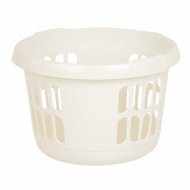 Small Round Plastic Laundry Basket-Wham-Soft Cream-WMRDBSC-Plastic Box Shop