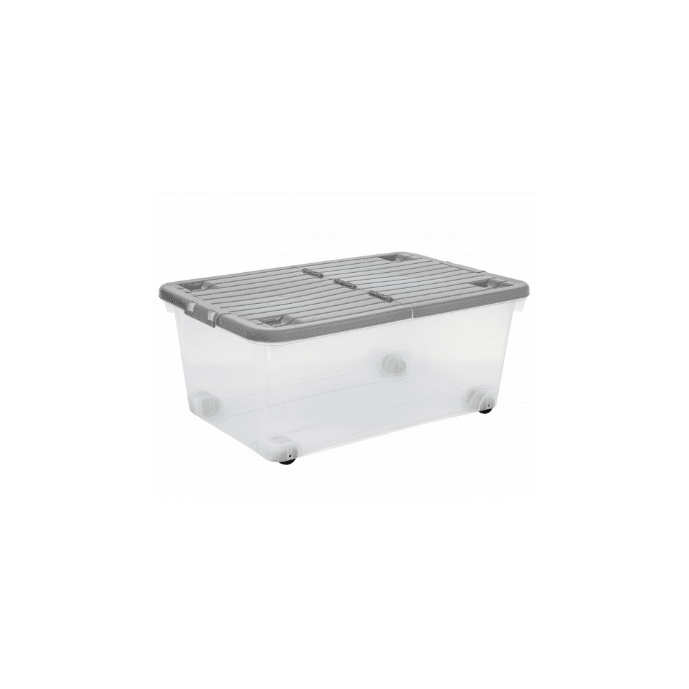 Pack of 3 x 45L Plastic Storage Boxes with Wheels and Folding Lids-Wham-Plastic Box Shop