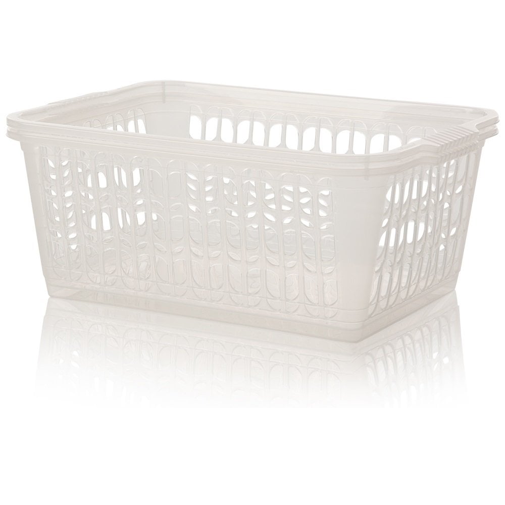 Pack of 2 x Large Plastic Handy Tidy Baskets-Wham-Clear-WMTP2C-Plastic Box Shop
