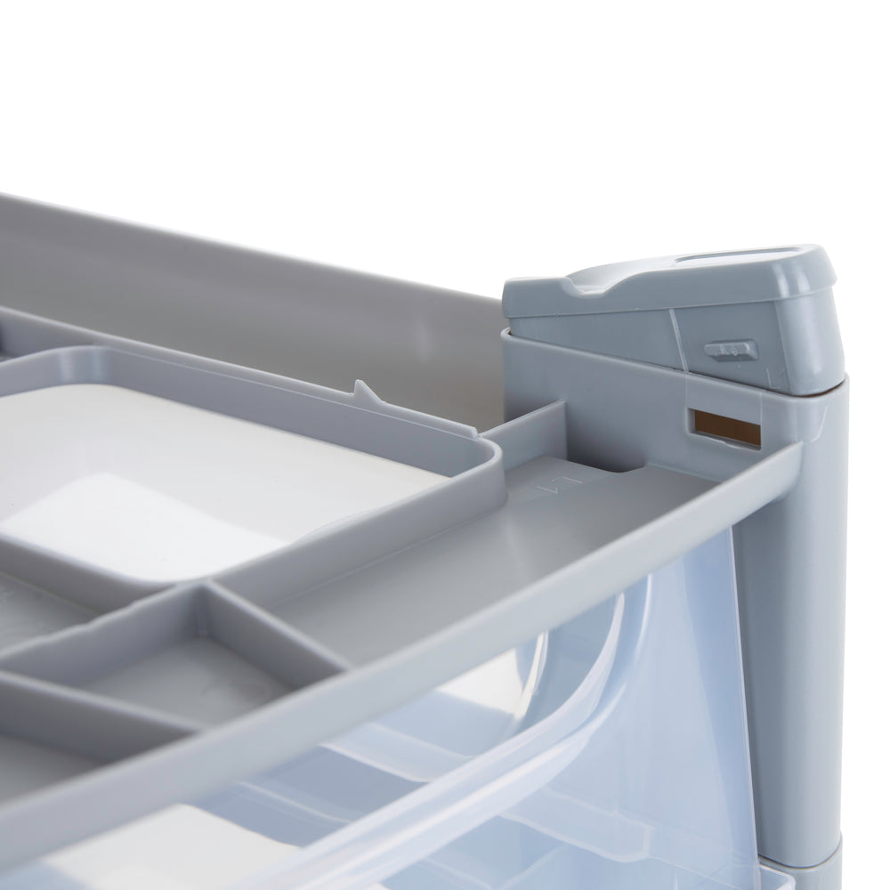 Shallow 4 Plastic Drawer Unit - Steel (16101)-Wham-Plastic Box Shop