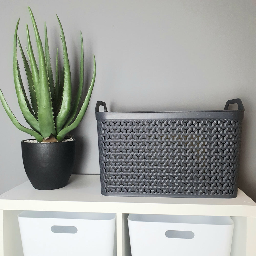 Medium Urban Style Plastic Storage Basket with Lid-Strata-Plastic Box Shop