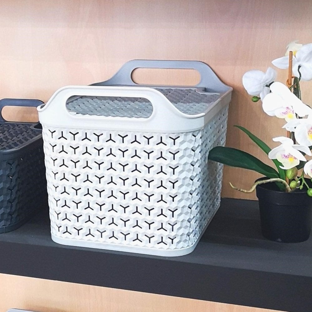 Medium Urban Style Plastic Storage Basket with Lid-Strata-Plastic Box Shop