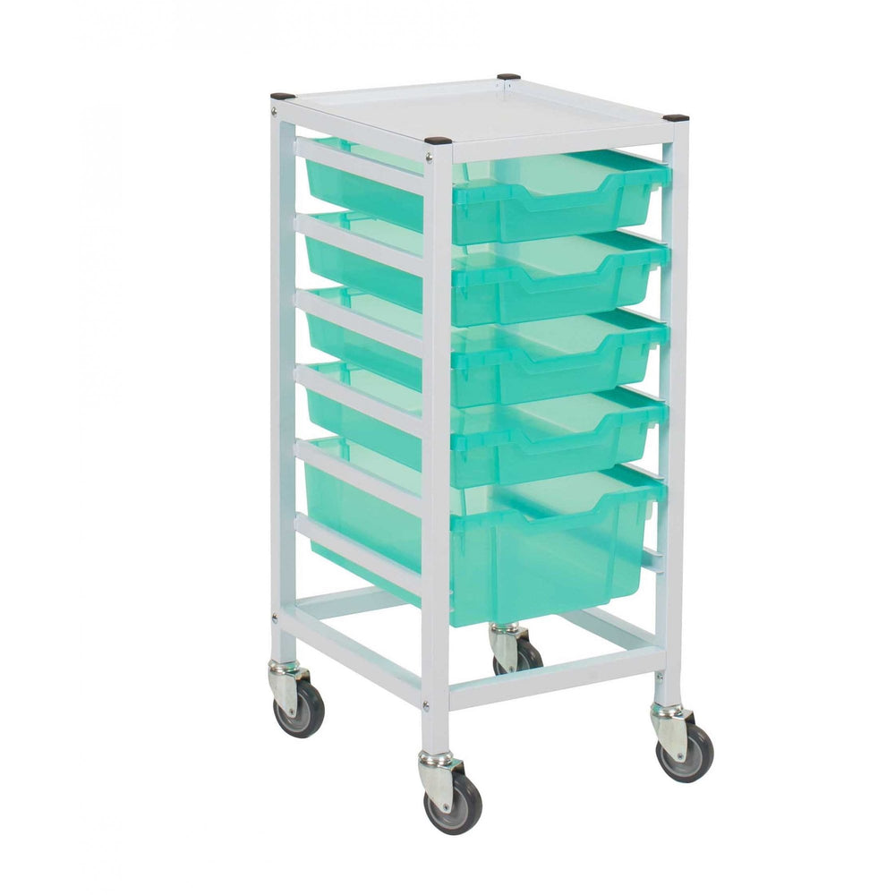 Single Column Compact Medical Trolley Set with Antimicrobial protection-Gratnells-Plastic Box Shop