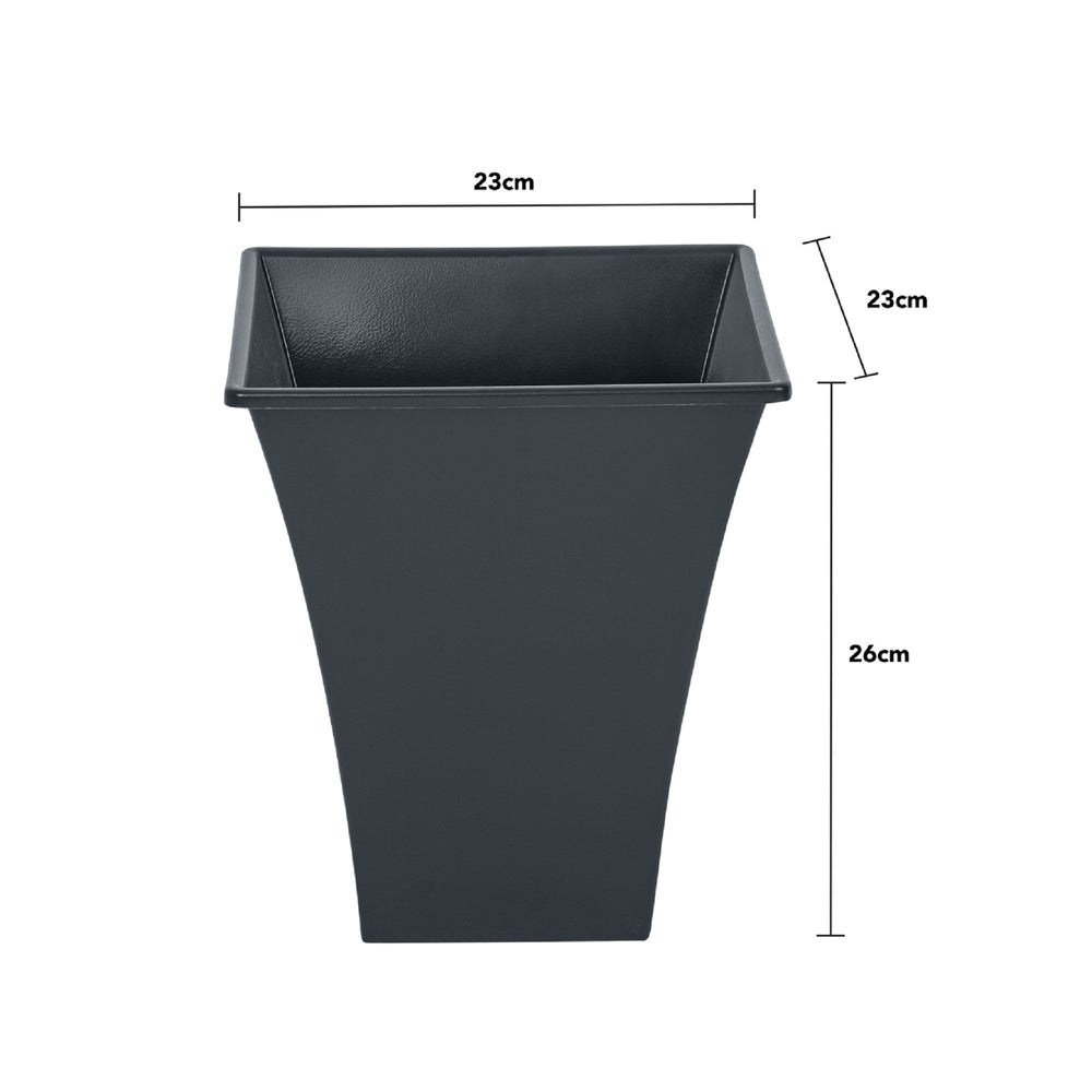 Pack of 2 - Metallica 23cm Square Plant Pot-Wham-Plastic Box Shop