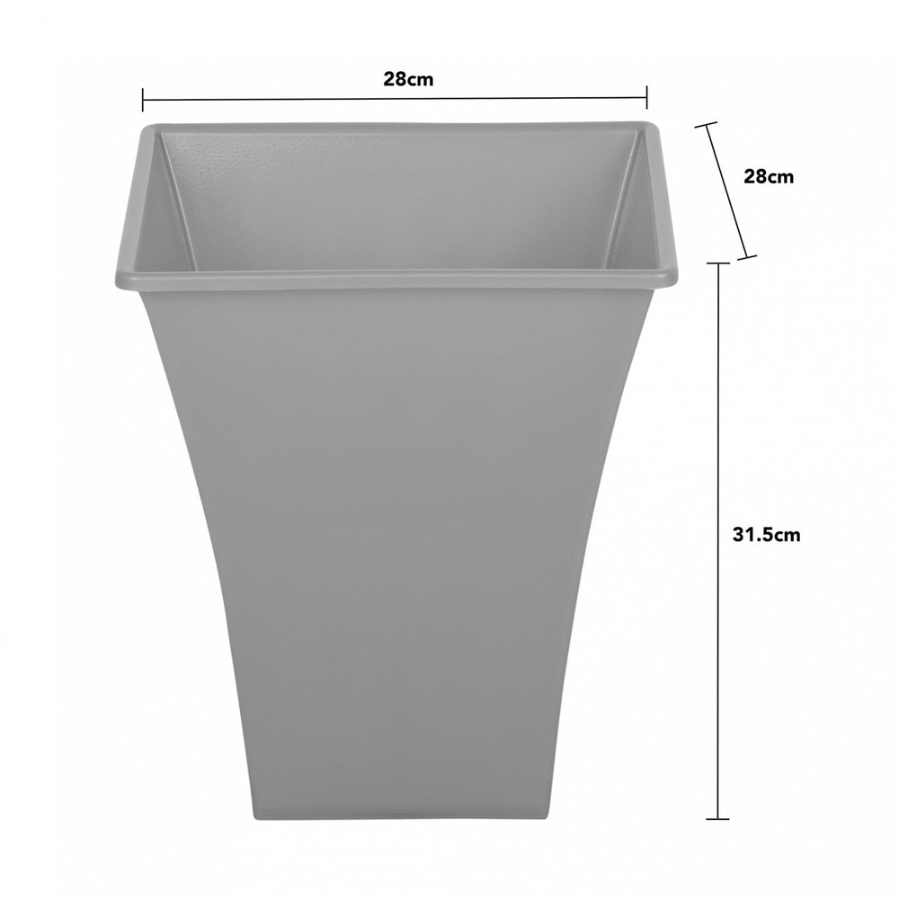 Pack of 2 - Metallica 28cm Square Plant Pot-Wham-Plastic Box Shop